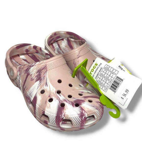 CROCS Shoes - NEW Crocs Classic Pink Marbled Tie-Dye Clog Quartz/Multi Men's 4, Women's 6